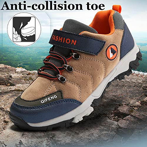 Unitysow Zapatos de Niños Zapatillas de Senderismo Botas de Montaña Impermeables Deportiva al Aire Libre Senderismo Calzado de Trekking EU31-40,Marrón,EU32