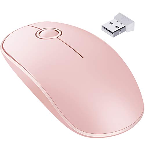 VicTsing Ratón Inalámbrico Delgado Mini 2.4G con Receptor Nano, Tecla Silenciosa y Preciso, 1600 dpi, Ordenador Portátil/PC/Tableta(Rosa)