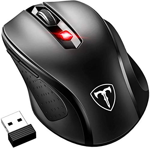 VicTsing Ratón Inalámbrico Mini, Portátil 2.4G con Receptor Nano, 6 Botones, 2400DPI, 5 dpi Adjustables (Negro)