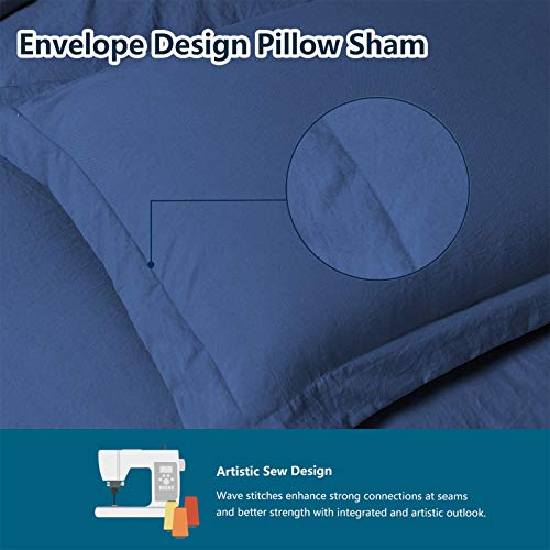 WAVVE Funda Nórdica 150x220 cm para Cama 90 con 1 Funda de Almohada 40x75 cm, Funda de Edredón de Microfibra, Suave y Transpirable (Azul Oscuro, 2pcs)