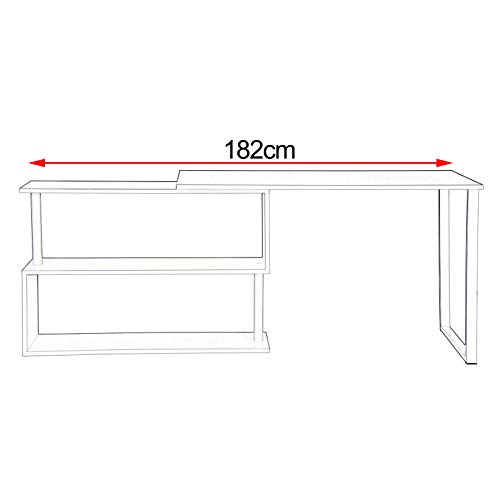 WOLTU Mesa de Ordenador Escritorio Puede Girar el Angulo Mesa de Trabajo PC Mesa Portátil con Estantes 120x100x74cm (WxDxH) MDF Roble Claro TS65hei