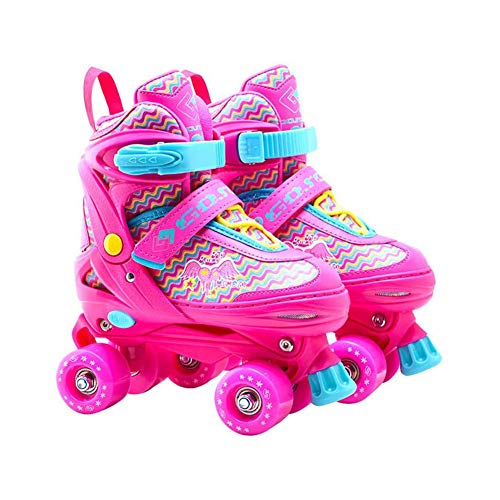 XYW Doodle Design Patines De Ruedas Ajustables para Niñas Y Niños,Divertido para Niñas Y Niños,Rosado,S