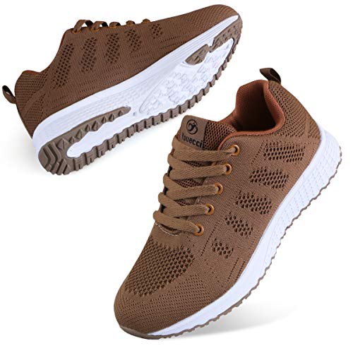 Youecci Zapatillas de Deportivos de Running para Mujer Deportivo de Exterior Interior Gimnasia Ligero Sneakers Fitness Atlético Caminar Zapatos Transpirable Caqui 37 EU