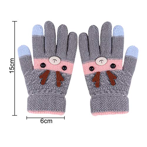 YUESEN Guantes de Punto Niños 2 Pares Invierno Guantes de Punto para Niño, Completos Dedos Guantes Niños cálidos, Manoplas con Forro de Felpa esquí, Snowboard, Juego, Corre