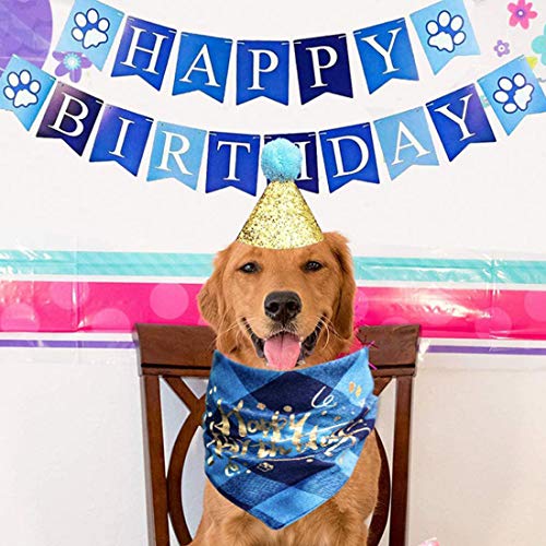 YUESEN Sombrero de Cumpleaños para Perros Bufanda triángulo de algodón con Lindo Sombrero de Fiesta de cumpleaños para Perritos, Gran Disfraz de cumpleaños para Perro, Regalo y decoración de Fiesta(