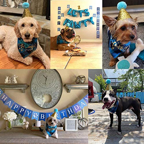 YUESEN Sombrero de Cumpleaños para Perros Bufanda triángulo de algodón con Lindo Sombrero de Fiesta de cumpleaños para Perritos, Gran Disfraz de cumpleaños para Perro, Regalo y decoración de Fiesta(