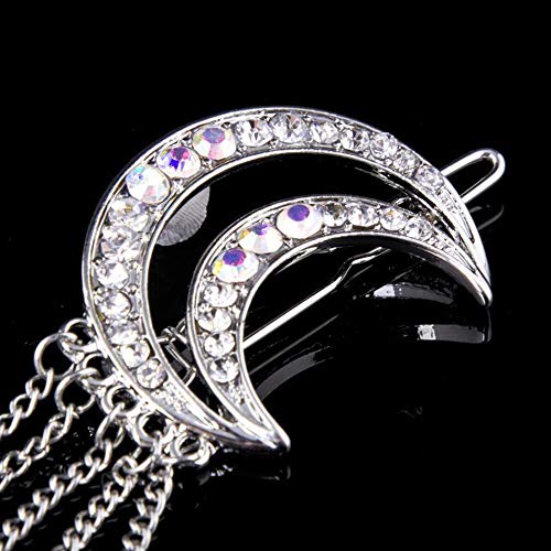 Zihuist Moon Crystal Rhinestone Beads Cuelga Horquilla Borla de la Pinza de Pelo Sombreros Gorros Triángulo Geométrico Horquilla Clips de Garras de Cabello Perlas para Niñas Niños encantadores