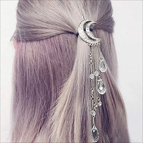 Zihuist Moon Crystal Rhinestone Beads Cuelga Horquilla Borla de la Pinza de Pelo Sombreros Gorros Triángulo Geométrico Horquilla Clips de Garras de Cabello Perlas para Niñas Niños encantadores