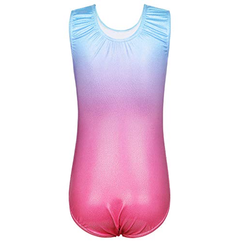 ZNYUNE Niña Maillots Gimnasia sin Manga 229 Gato Rosa 4A