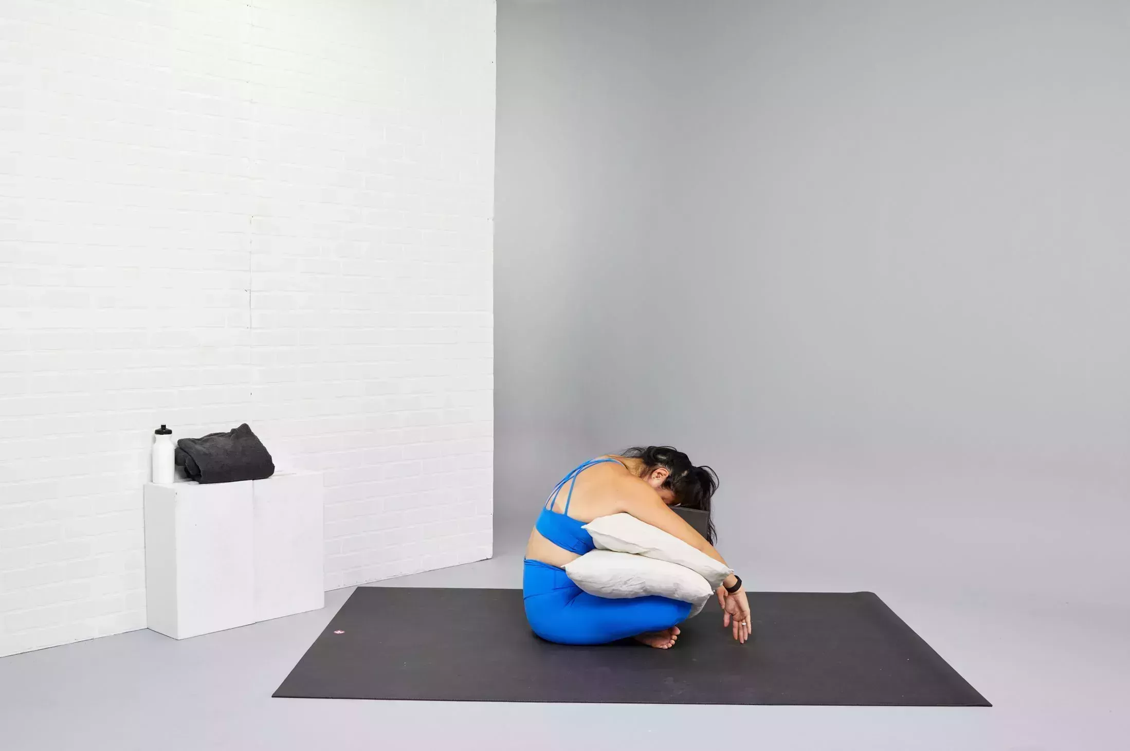 restorative yoga poses, supported forward fold