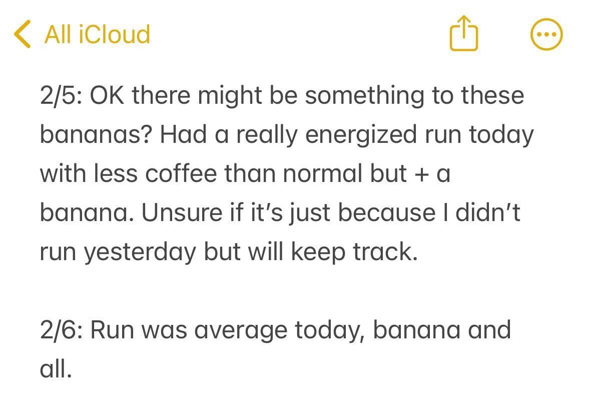 Probé comer un plátano antes de cada entrenamiento—Esto es lo que pasó