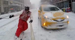 Snowboarding en las calles de Nueva York